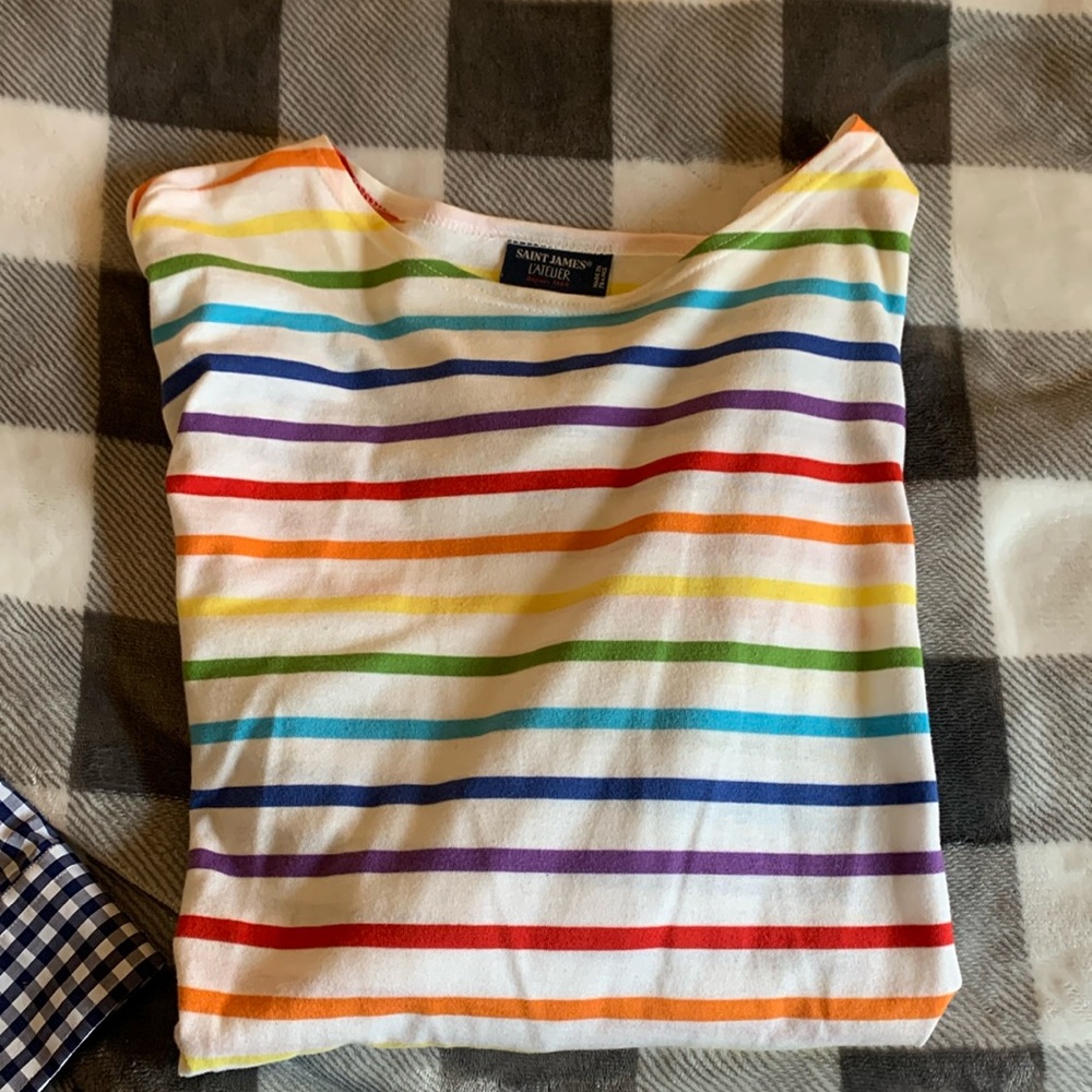 Saint James rainbow striped long sleeve shirt